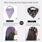 6 Pack Hair Scarf Headband for Women Elastic Bandana Head Scarf Large Boho Triangle Kerchief with Clips Non Slip Scarves