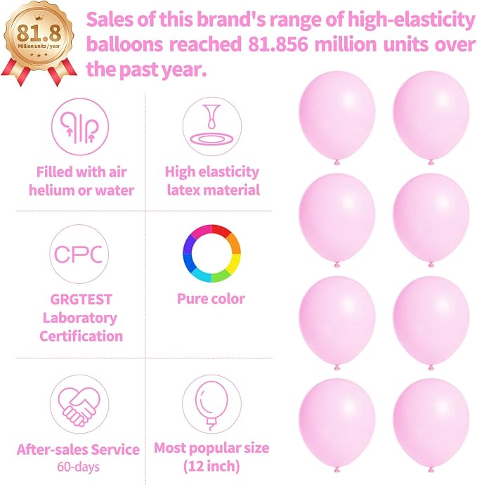 110pcs Pastel Pink Balloon 12 Inch, Pastel Pink Latex Balloons - Image 2