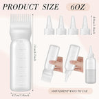 Pimoys Hair Oil Applicator Bottles Dye Brush for Women Scalp, Hair Color Products Things with Root Comb, White 2 Pack