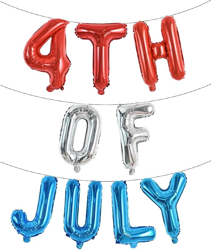 TONIFUL 16 Inch 4th of July Balloons Banner Fourth of July Letter Foil Balloons by TONIFUL