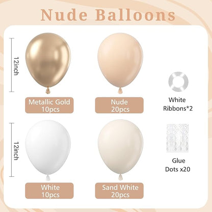 60pcs Neutral Balloons with 12inch Nude Beige Sand White Gold Balloons | Bridal - Image 2