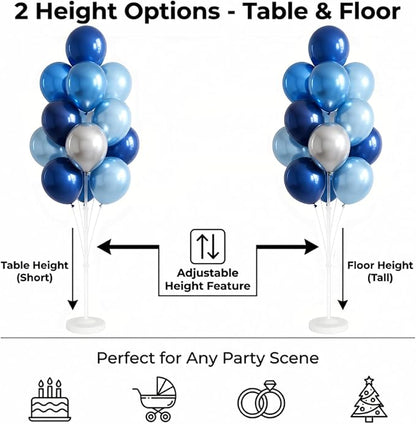 2 Sets of Chrome Blue Sliver Balloon Column Stand Kit, - Image 3