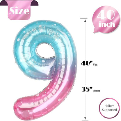 Starry Sky Number 9 Balloon 40 Inch, 9th Birthday Decorations Men Women | Foil - Image 5