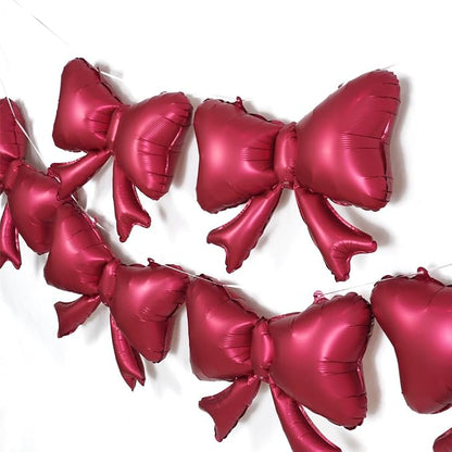 6 Pieces Bow Balloons, Big Burgundy Bow Balloons - Image 6