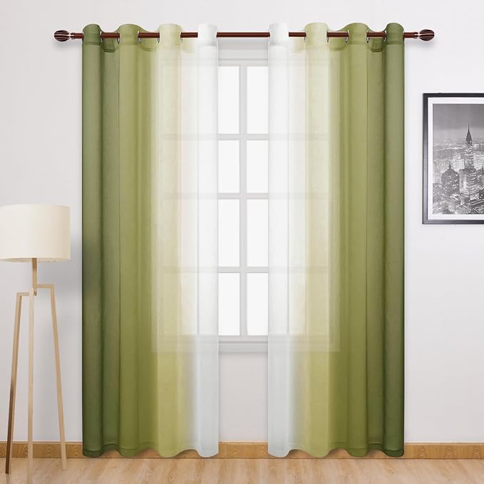 DWCN Faux Linen Ombre Sheer Curtains by DWCN