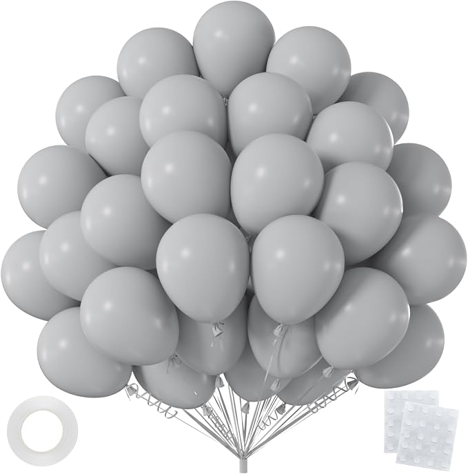 50pcs 12 Inch Matte Gray Latex Balloons | Grey Balloons by OWPFJG