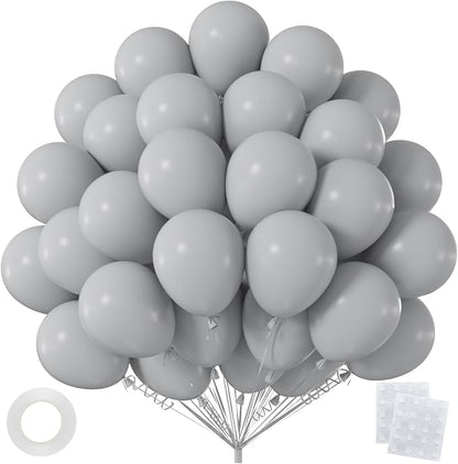 50pcs 12 Inch Matte Gray Latex Balloons | Grey Balloons by OWPFJG