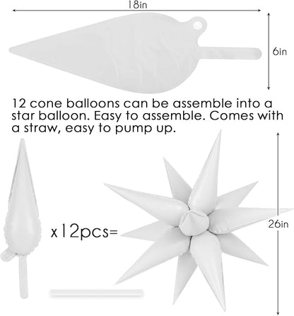 72 Pcs Star Balloons Foil Explosion Balloons Magic 12 Point Star Cone Balloon - Image 6
