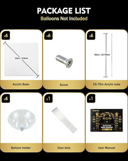 Pro Series Clear Acrylic Balloon Stand Kit Set of 6, 15.75 Inch Reusable - Image 6
