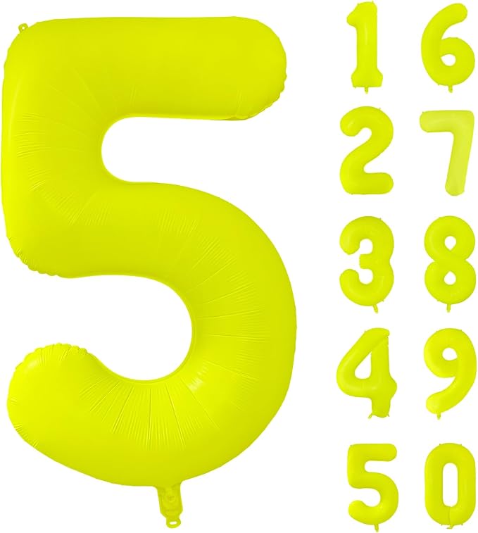 Fluorescent Yellow Number Balloon 40 inch Giant Foil Helium Balloons Yellow by Yeodong