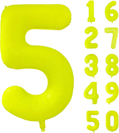 Fluorescent Yellow Number Balloon 40 inch Giant Foil Helium Balloons Yellow by Yeodong