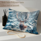 Silk Pillowcase for Hair and Skin Winter Snowy Forest and Deer Satin Pillowcase Standard Size with Zipper Silky Soft Cooling Satin Pillowcase Sleeping for Women 20"x26"