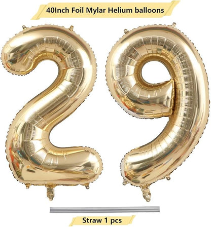Light Gold Number 29 Balloon 40in White Gold 29 Foil Mylar Digital Balloon | - Image 4