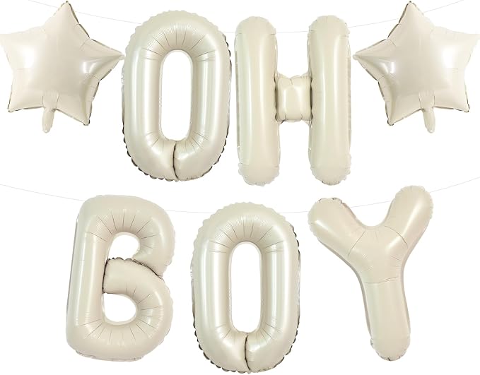 TONIFUL 40 Inch Cream White OH BOY Balloon, Oh Boy Sign by TONIFUL