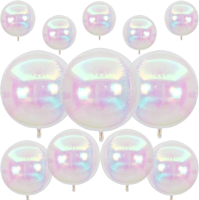 12Pcs Iridescent Round Foil Balloons, Holographic Balloons by vibzox