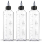 Cosywell Applicator Bottle for Hair Dye 8.5oz 3 Pack With Graduated Scale, Twist-On Top Tip Cap, Empty Plastic Color Oil Squeeze Bottles
