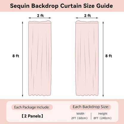Sugargirl Dark Green Sequin Backdrop Curtain 2 Panels 2FTx8FT Glitter Dark - Image 6