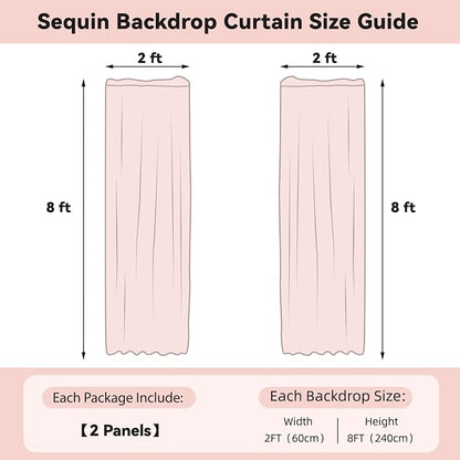 Sugargirl Silver Sequin Backdrop Curtain 2FTx8FT Glitter Background Drapes - Image 6