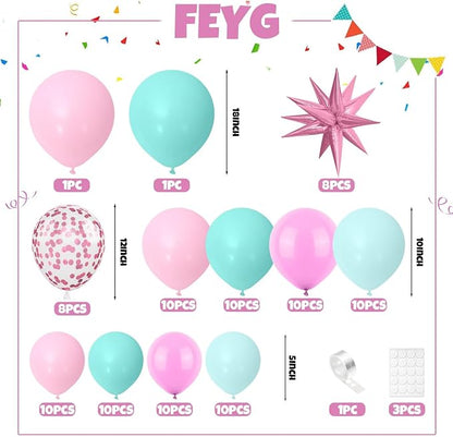Pink and Teal Blue Balloon Arch Garland Kit, Pastel Pink Teal Blue Turquoise - Image 2