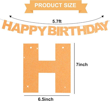 BEISHIDA Pre-Strung Light Orange Happy Birthday Banner Party Sign Decor | - Image 2