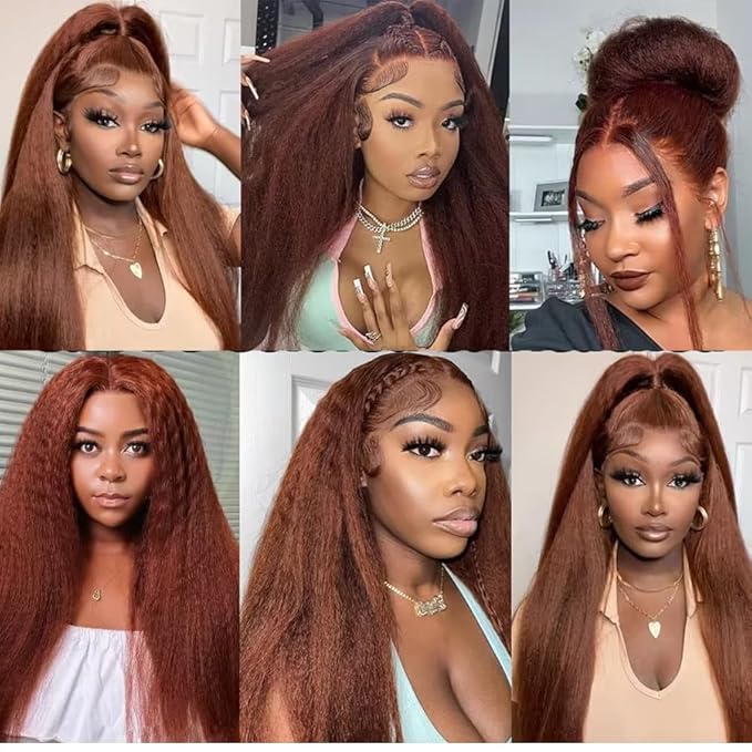 30 32 34 Inch Color 4 Bundles Human Hair Dark Brown Kinky Straight Bundles Niegmeag Brazilian Virgin Soft and Sikly Remy Hair Extensions Dark Brown Color