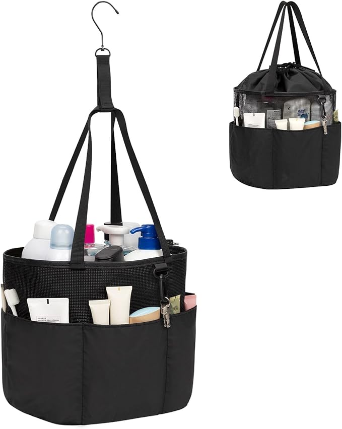 Shower Caddy Portable, Hanging Mesh Shower Caddy, Travel Toiletry Bag for Women Men, Quick Dry Shower Tote Bag with Rotable Hook for Bathroom, Gym, Camping, Beach, Swimming, Traveling