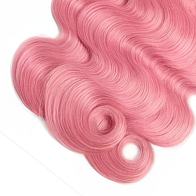 Pink Bundles Human Hair Light Pink Body Wave Bundles 20 22 24 Inch Niegmeag Peruvian Virgin Remy Hair Extensions Double Weft Soft and Silky Hot Pink Bundle Hair Weave