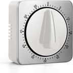 Kitchen Timers for Cooking, Chef Cooking Timer Clock with Loud Alarm,100% Mechanical Desk Timer - No Batteries Required - Magnetic Backing, Exquisite Stainless Steel Body - Countdown Reminder Magnetic