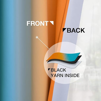 Yakamok Ombre Blue and Orange Curtains - Image 5