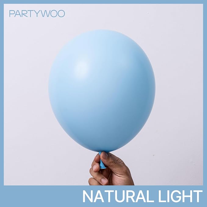 PartyWoo Light Blue Balloons 100pcs Different Sizes of 18 12 10 5 Inch Baby - Image 3
