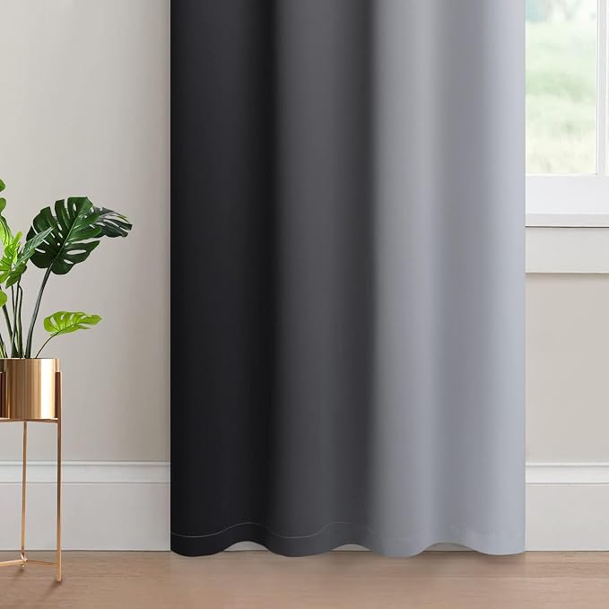 Yakamok Ombre Curtains Black and Greyish White - Image 4