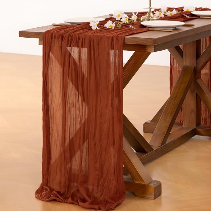 Cheesecloth Table Runner Fall Boho Wedding Birthday Party Home Decor | - Image 4