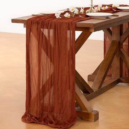 Cheesecloth Table Runner Fall Boho Wedding Birthday Party Home Decor | - Image 4