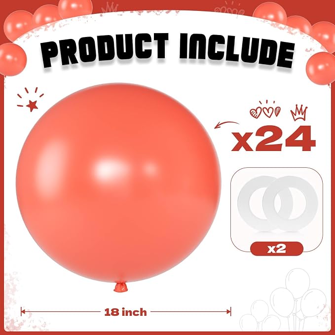 Blush Balloons 18 Inch 24 Pack Matte Helium Latex Round Pink Balloons - Image 2