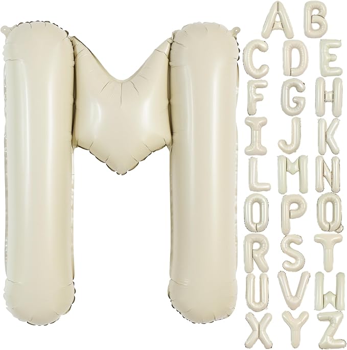 TONIFUL 40 Inch Large Cream White Letter M Balloons Giant Alphabet Letter by TONIFUL