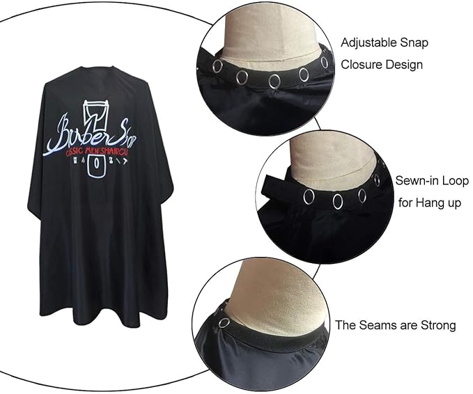 Barber Cape for Men, Haircut Cape with Snaps, Professional Salon Cutting Cape, Large Waterproof Hairdressing Cape Gown Apron for Hairstylist- 63”× 56”(Barbershop Pattern)