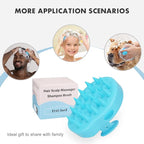 FREATECH Massager Shampoo Brush with Soft Silicone Bristles for Scalp Care, Shower Hair Scalp Scrubber Exfoliator for Dandruff Removal and Hair Growth, Wet & Dry for Men, Women and Kids, Light Blue