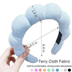 Spa Headbands for Washing Face or Makeup, Sponge Bubble Skincare Headbands, Puffy Terry Cloth Hairband for Women, Skin Care Makeup Headwear Hair Accessories for Girls(Blue)