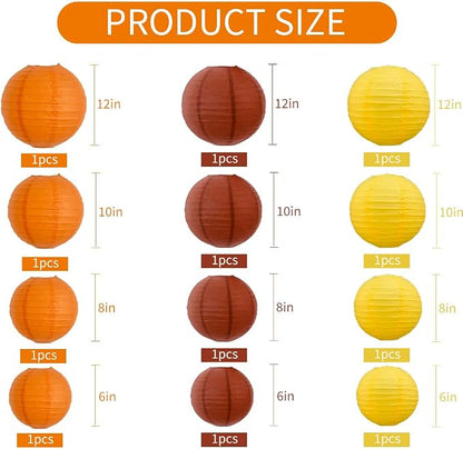 BEISHIDA Orange Paper Lanterns 12Pcs 6/8/10/12 Inch Round Chinese Lamp | Paper - Image 2