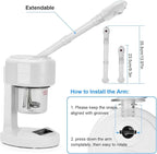 JOSTZHXIN Facial Steamer Nano Ionic Face Steamer with Extendable Arm,Portable Facial Steamer 360°Rotating Nozzle Esthetician Steamer for Personal Care at Home or Salon
