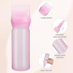 Pimoys Hair Oil Applicator Bottles Dye Brush for Women Scalp, Hair Color Products Things with Root Comb, Pink 2 Pack