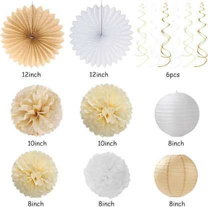 Champagne Gold White Bridal-Shower Party-Decorations - Image 3