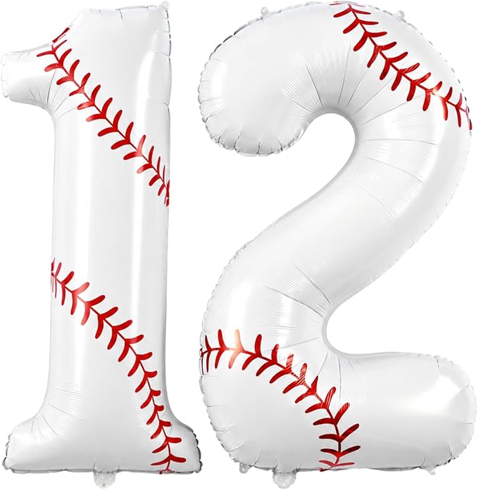 Jenaai Baseball Number 12 Balloons 40 Inch Baseball Theme Birthday Party by Jenaai