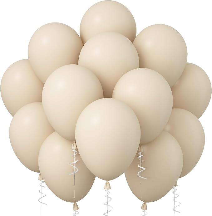 Jobkoo White Sand Balloons, 12 Inch 30 Pcs Beige Balloon Boho White Latex Cream by Jobkoo