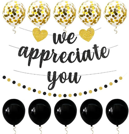 We Appreciate You Banner Thank You Party Decoration Supplies Employee by PEIQICHU