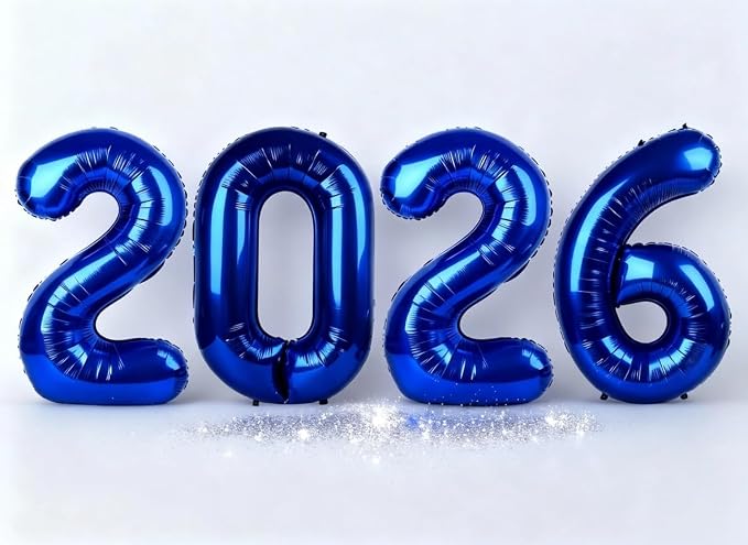 2026 Night Blue Foil Number Balloons, 2026 Night Blue Balloon 40 Inch by Upgesy