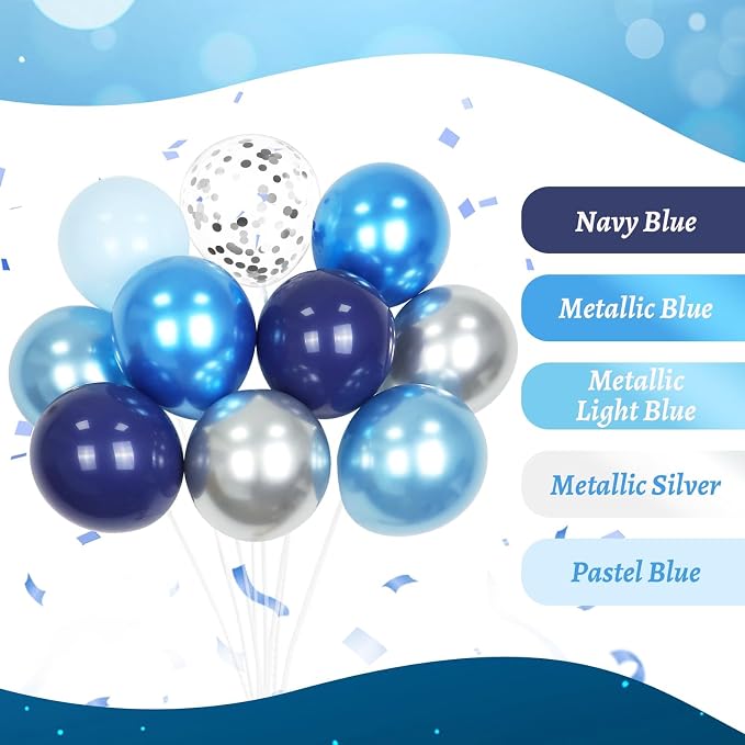 60pcs Blue and Silver Balloons 12inch - Image 7