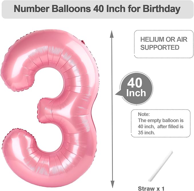 Number 2 Balloon 40 Inch Pearl Pink Balloon - Image 5
