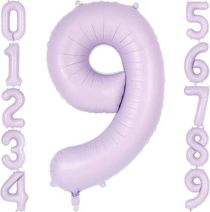 Light Purple Number 9 Balloon, 40 Inch Big Large Foil Helium Number Balloons by AIQINHU