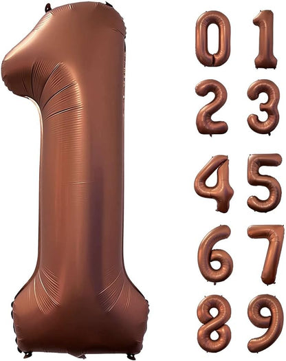 40 Inch Coffee Brown Number 1 Balloon Large Size Jumbo Digit Mylar Foil Retro by Lovoir